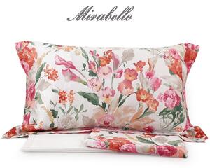 Completo lenzuolo copriletto matrimoniale in percalle di cotone di Mirabello Art. M28 May Flowers variante 80B rosso