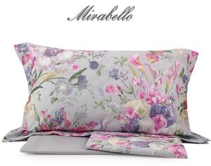 Completo lenzuolo copriletto matrimoniale in percalle di cotone di Mirabello Art. M27 May Flowers variante 03N rosa