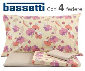 Completo lenzuolo MATRIMONIALE Bassetti Art. ROMANTIC FLOWER Var.Y1 - con 4 federe