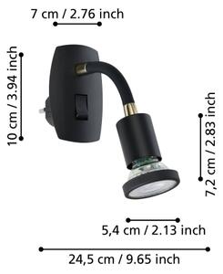 Eglo 300912 - Lampada LED a spina PARRINI 1xGU10/4,5W/230V nera