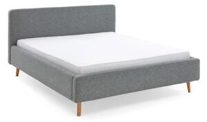 Letto matrimoniale imbottito grigio-blu con contenitore e griglia 180x200 cm Mattis - Meise Möbel