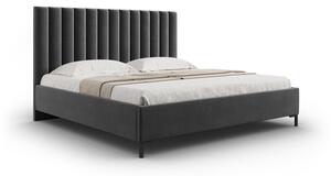 Letto matrimoniale imbottito grigio scuro con contenitore con griglia 140x200 cm Casey - Mazzini Beds