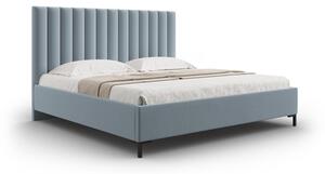 Letto matrimoniale imbottito azzurro con contenitore con griglia 140x200 cm Casey - Mazzini Beds