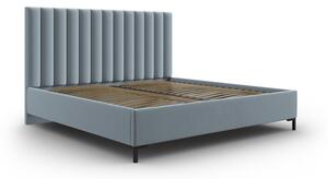 Letto matrimoniale imbottito azzurro con contenitore con griglia 200x200 cm Casey - Mazzini Beds