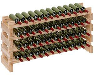 HOMCOM Portabottiglie in Legno di Pino, Cantinetta Vini con 4 Ripiani per 48 Bottiglie, 114x28x56.5 cm, Colore Legno