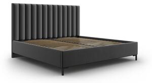 Letto matrimoniale imbottito grigio scuro con contenitore con griglia 160x200 cm Casey - Mazzini Beds