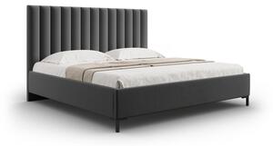 Letto matrimoniale imbottito grigio scuro con contenitore con griglia 140x200 cm Casey - Mazzini Beds