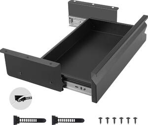 Cassetto sottobanco - Organizer da scrivania - Nascosto - Sottostruttura - Cassetto portamatite - Dimensioni 440 x 223 x 101 mm - Per tavoli sit-stand - Ufficio e home office