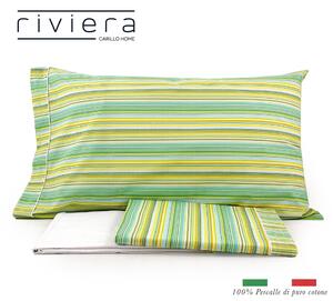 Completo lenzuolo MATRIMONIALE riviera articolo RAINBOW Var. Verde-turchese-giallo in percalle di cotone