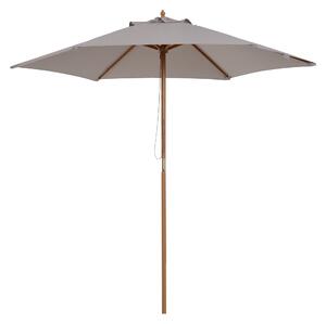Outsunny Ombrellone da Giardino a 6 Stecche in Legno e Tessuto Poliestere, 2.5x2.3m, Grigio|Aosom