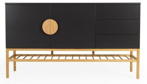 Credenza nera con gambe in legno di quercia Scoop - Tenzo