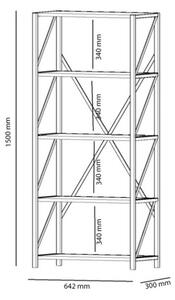 Libreria Industrial 5 Ripiani 64x30x150 Frida Bianca