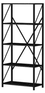 Libreria Industrial 5 Ripiani 64x30x150 Frida Effetto Marmo Nero