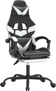 Sedia da Gaming Girevole Poggiapiedi Nero e Bianco Pelle finta