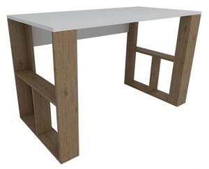 Scrivania Moderna 120x60x74 Con Ripiani Laterali Breeze Bianco E Rovere Chiaro