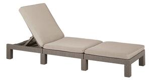 Chaise longue da giardino beige in rattan artificiale Daytona - Keter