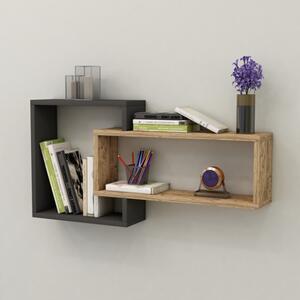 Mensola Sospesa 2 Vani A Cubo 87x15x44 Dante Antracite E Rovere