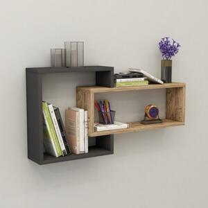 Mensola Sospesa 2 Vani A Cubo 87x15x44 Dante Antracite E Rovere