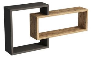 Mensola Sospesa 2 Vani A Cubo 87x15x44 Dante Antracite E Rovere