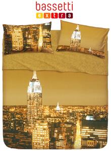 Completo letto copriletto con balza applicata UNA PIAZZA Bassetti EXTRA Le citta NEW YORK