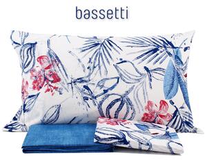 Completo letto copriletto con balza applicata UNA PIAZZA Bassetti EXTRA articolo 39851 variante FOGLIE blu
