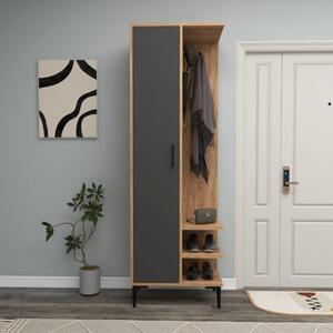 Mobile Ingresso Cappottiera 60 Cm Con Anta Laterale Freia Rovere E Antracite