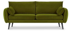 Divano in velluto verde con gambe nere , 198 cm Lento - Kooko Home