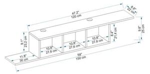 Mobile TV Sospeso 150x22x25 Con Vani A Giorno Morris Bianco