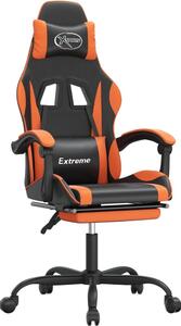 Sedia da Gaming Girevole Poggiapiedi Nero Arancione Pelle finta
