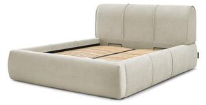 Letto matrimoniale imbottito beige con contenitore con griglia 160x200 cm Vernon - Bobochic Paris