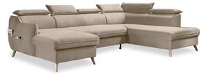 Divano letto angolare in velluto beige a "U" (angolo destro) Sweet Harmony - Miuform