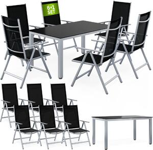 CASARIA® Tavolo e Sedie da Giardino Alluminio Bern 7 pz Schienale Regolabile Set da Pranzo Esterno