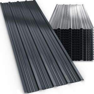 GARDEBRUK® 14x Lamiere Zincate Profilate110x46cm =7m² Lastre Trapezoidali Pannelli Copertura in Metallo Tetto Tettoia Lamiera Grecata Antracite