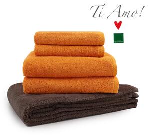 Set asciugamani 5 pezzi SVAD DONDI articolo TI AMO variante AMBRA e CAFFE'