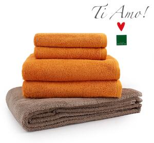 Set asciugamani 5 pezzi SVAD DONDI articolo TI AMO variante AMBRA e TORTORA