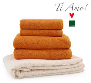 Set asciugamani 5 pezzi SVAD DONDI articolo TI AMO variante AMBRA e AVORIO