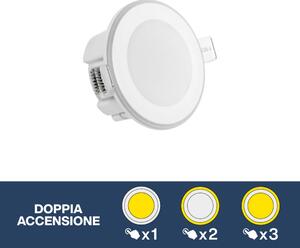 Faretto LED da incasso 5,5W Doppia Accensione - Foro Ø66mm Colore Bianco Naturale 4.000K