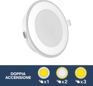 Faretto LED da incasso 12,5W Doppia Accensione - Foro Ø123mm Colore Bianco Caldo 3.000K