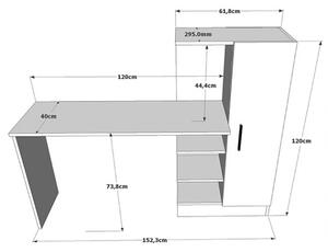 Scrivania Libreria Moderna 150 Cm Con Anta Laterale Legno E Nero Lambda