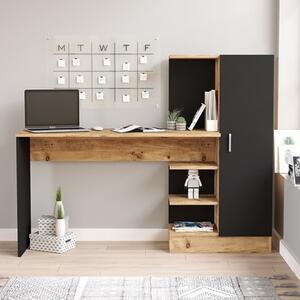 Scrivania Libreria Moderna 150 Cm Con Anta Laterale Legno E Nero Lambda