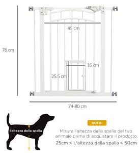 PawHut Cancellino per Cani taglia Piccola e Media con Chiusura Automatica, in Acciaio e PA, 74-80x76 cm, Bianco