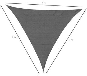 Outsunny Tenda da Sole Triangolare Anti-UV e Traspirante con Ganci a D, in HDPE, 5x5x5 m, Bianca e Blu