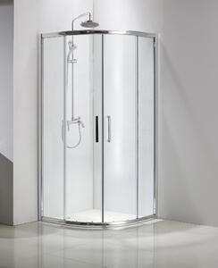 Box doccia semicircolare scorrevole Quad 80 x 80 cm, H 190 cm in vetro temprato, spessore 6 mm trasparente argento