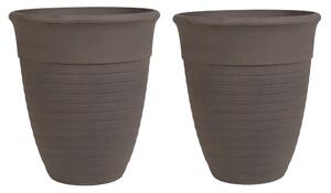 Set di 2 vasi da fiori in pietra e poliresina marrone ø 43 cm interno ed esterno per tutte le stagioni Beliani
