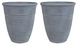 Set di 2 vasi da fiori in pietra e poliresina grigia ø 43 cm interno ed esterno per tutte le stagioni Beliani