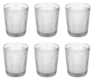 Bicchieri in vetro trasparente 325 ml con decoro in rilievo set 6 pezzi Tivoli