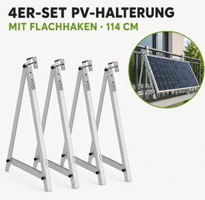 Kit di 4 supporti per impianti fotovoltaici da balcone, altezza 114 cm, regolabili da 0° a 90°, supporto per pannelli solari fotovoltaici con ganci piatti per ringhiere di balcone, IVA 0%