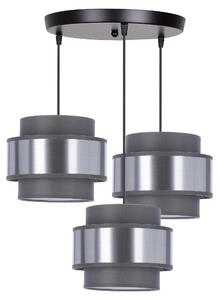 Lampada a sospensione con paralumi grigio-argento Hare grigio-fumo 3xE27x40W in tessuto, dimensioni: 100x45x45 cm, IP20, Candellux