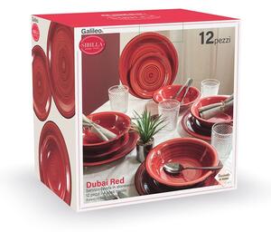 Piatti da portata in ceramica rossa 4 posti tavola servizio 12 pezzi Dubai Light