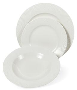 Servizio 18 piatti in porcellana bianca con bordo in rilievo 6 posti tavola Blanco